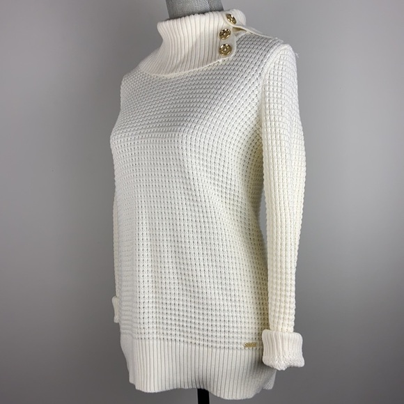 Calvin Klein cream off while pullover knit sweater - Picture 4 of 8